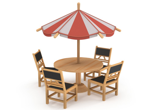Table and stools 3Dモデル