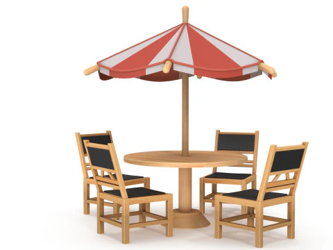 テーブルとスツール 3Dモデル