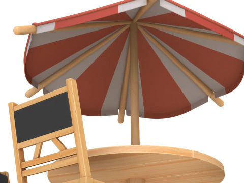 テーブルとスツール 3Dモデル