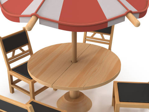 Table and stools 3Dモデル