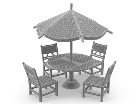 Table and stools 3Dモデル