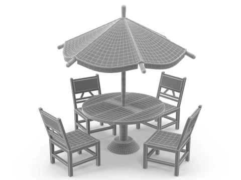 テーブルとスツール 3Dモデル