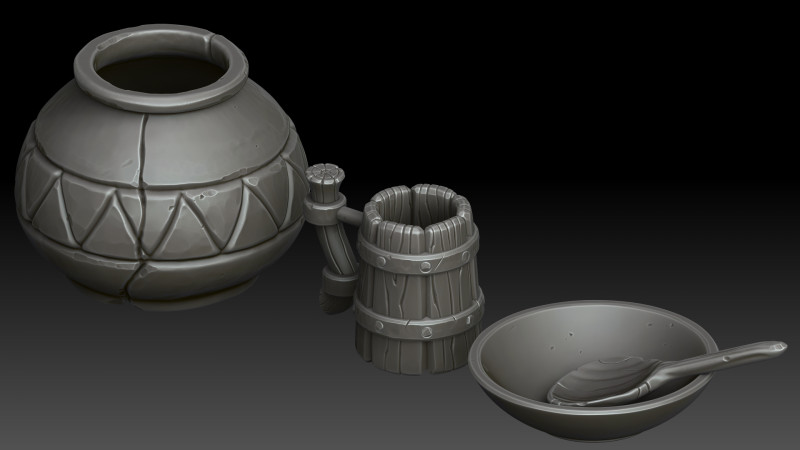 Stylized dishes 3D Model .c4d .max .obj .3ds .fbx .stl .blend