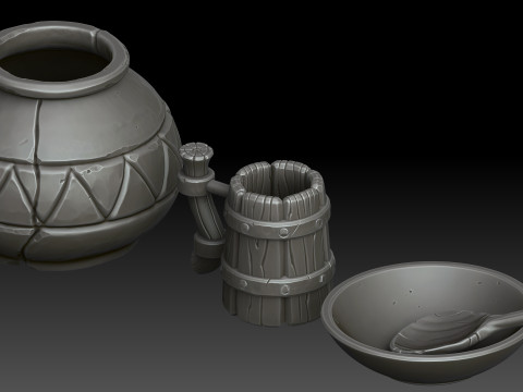 Stylized dishes 3D Modell