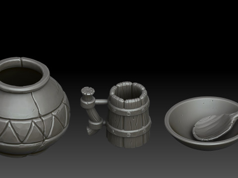 Stylized dishes 3D Model