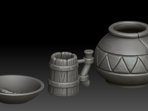 Stylized dishes 3D Model