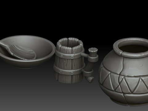 Stylized dishes 3D Model