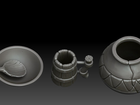 Stylized dishes 3D Model