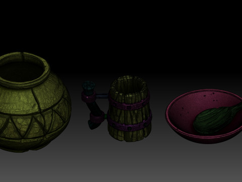 Stylized dishes 3D Model