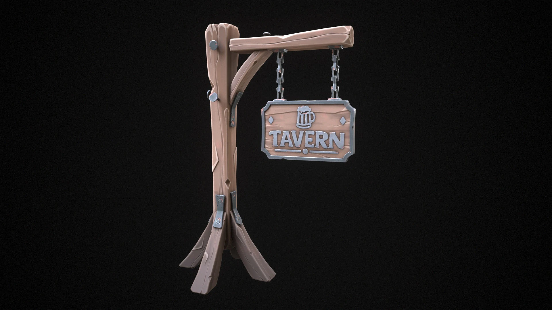 Stylized tavern sign 3D Model .c4d .max .obj .3ds .fbx .stl .blend 