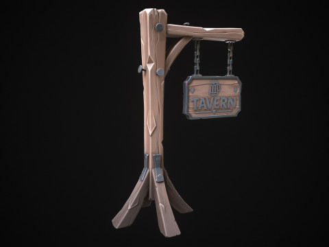 Stylized tavern sign 3D Model