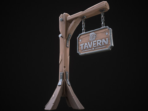 Stylized tavern sign 3D Model