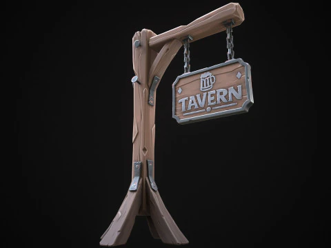 Stylized tavern sign 3D Model