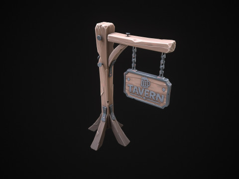 Stylized tavern sign 3D Model