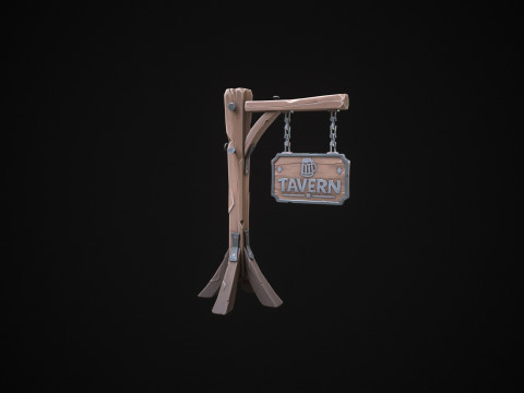 Stylized tavern sign 3D Model