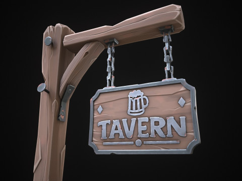Stylized tavern sign 3D Model
