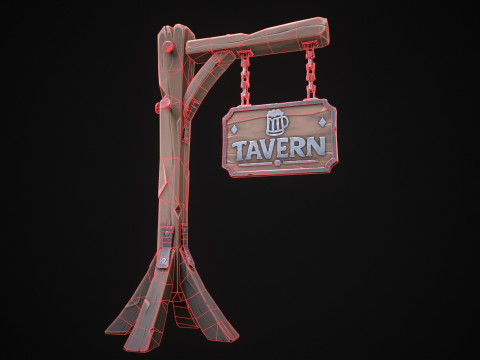 Stylized tavern sign 3D Model
