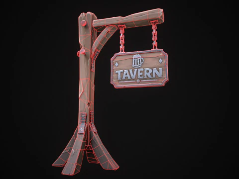 Stylized tavern sign 3D Model
