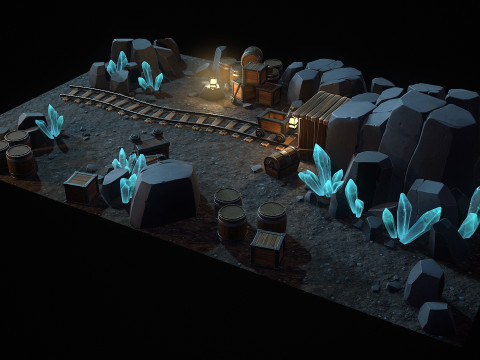 Gestileerde mijn 3D Model