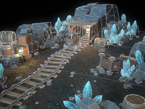 Gestileerde mijn 3D Model