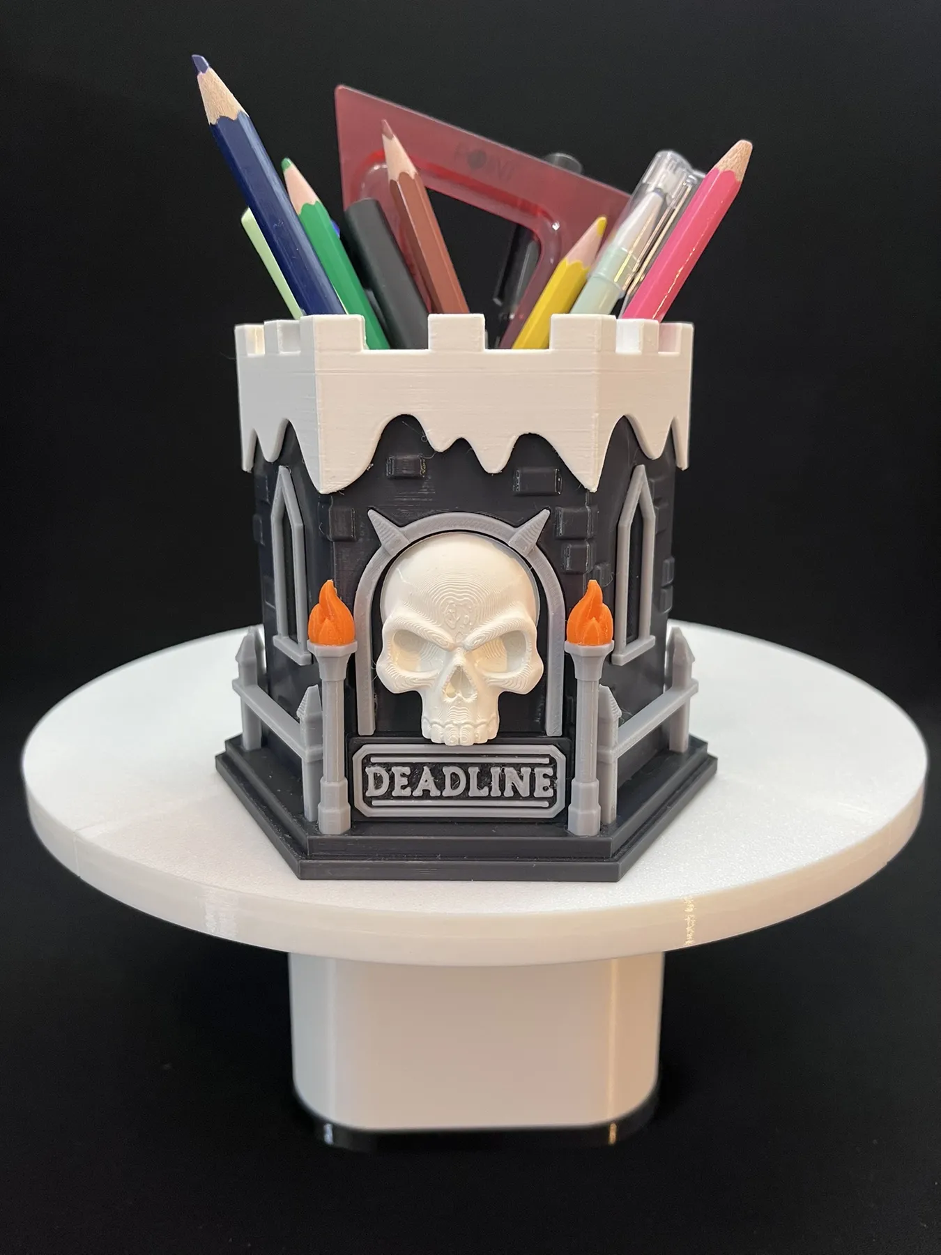 Castle of Deadline Gothic Pencil Holder Desk Organizer 3D print model 3D Print Model .c4d .max .obj .3ds .fbx .stl .blend