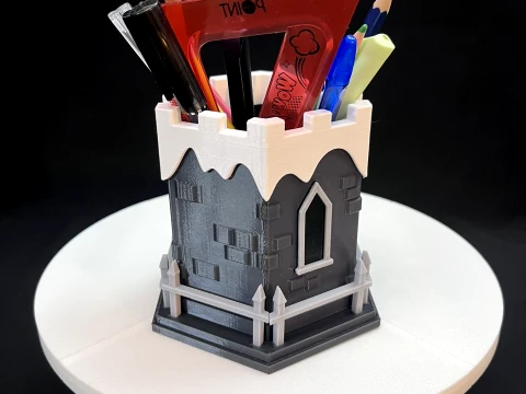 Castle of Deadline Gothic Pencil Holder Desk Organizer 3D print model 3D Print Model