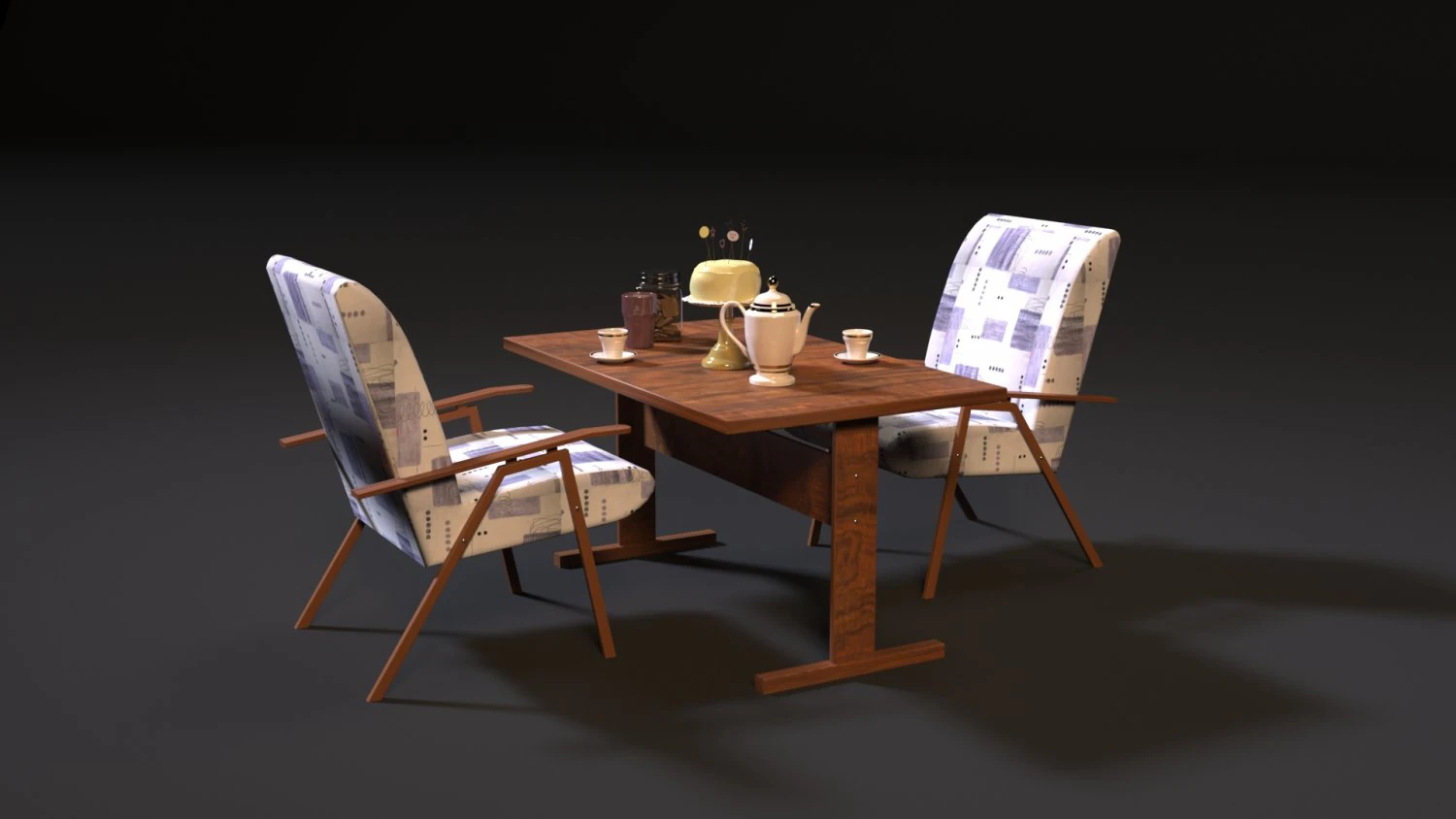 ussr table and chair 3D Model .c4d .max .obj .3ds .fbx .stl .blend 