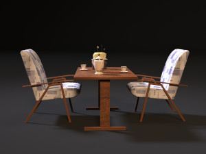 ussr table and chair 3D 模型
