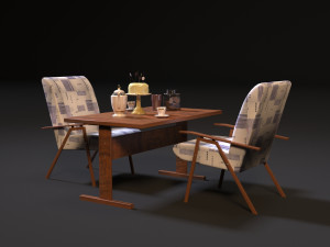ussr table and chair 3D 模型