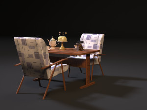 ussr table and chair 3D 模型