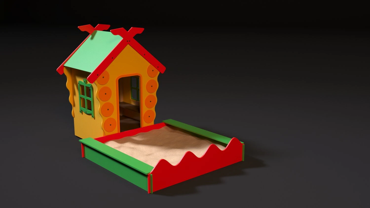 childrens playhouse with a sandbox 3D Model .c4d .max .obj .3ds .fbx .stl .blend 
