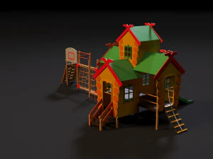 childrens game complex russian hut 3D Model