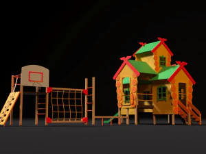 childrens game complex russian hut 3D Model