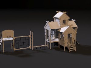 childrens game complex russian hut Model 3D