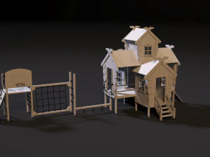 childrens game complex russian hut 3D Model