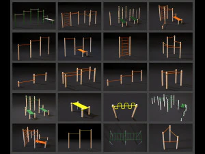 운동 놀이터 세트 3D 모델