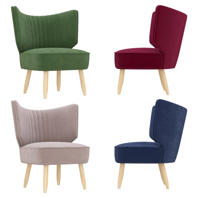 duke chair easy velvet 3D Model .c4d .max .obj .3ds .fbx .stl .blend 