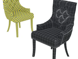 hella gron velour stol med sorte ben 3D Model