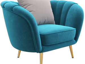 meridian margo 622 accent chair 2 pcs in navy blue 3D मॉडल