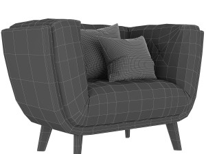 modway bestow upholstered fabric armchair 3D Модель