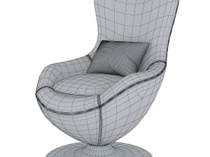 poltrona girevole salotto rossa 3D Model