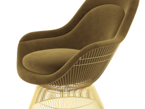 vintage warren platner knoll easy chair ottoman 3D Модель