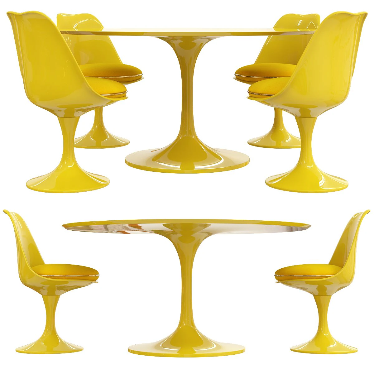saarinen tulip table chairs 3D Model .c4d .max .obj .3ds .fbx .stl .blend