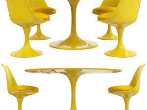 saarinen tulip table chairs 3D Модель