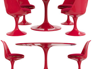saarinen tulip table chairs 3D 模型