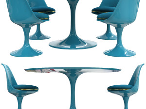 saarinen tulip table chairs 3D 模型
