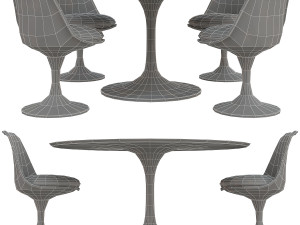 saarinen tulip table chairs 3D 模型