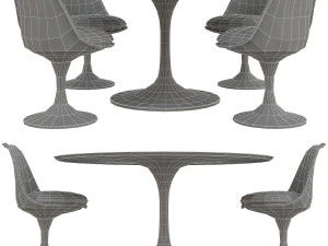 saarinen tulip table chairs 3D Model