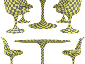 saarinen tulip table chairs 3D 模型