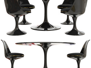 saarinen tulip table chairs 3D 模型